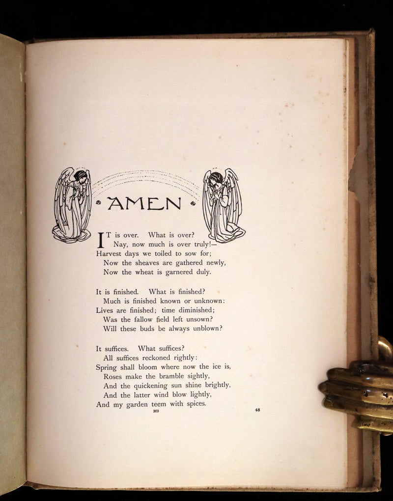 1910 Rare First Edition - POEMS BY CHRISTINA ROSSETTI Illustrated by Pre-Raphaelite FLORENCE HARRISON.