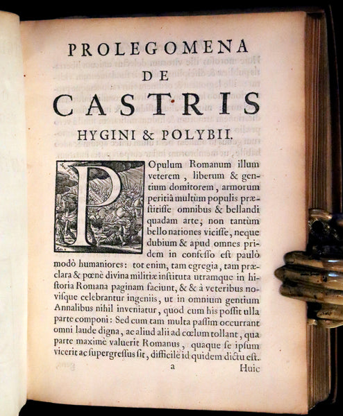 1660 Rare Latin Vellum Book - Hyginus Gromaticus & Polybius Megapolitanus. On the Formation of the Roman Military Camps.