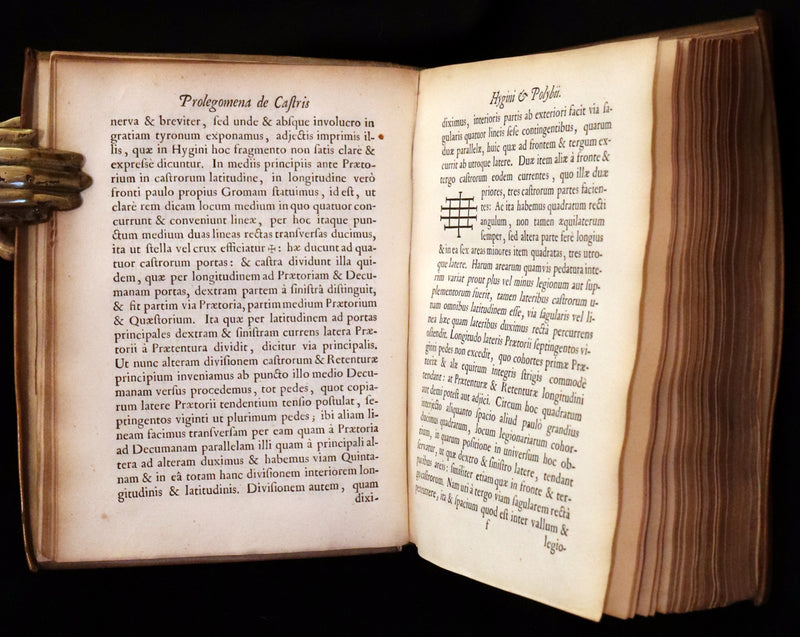 1660 Rare Latin Vellum Book - Hyginus Gromaticus & Polybius Megapolitanus. On the Formation of the Roman Military Camps.