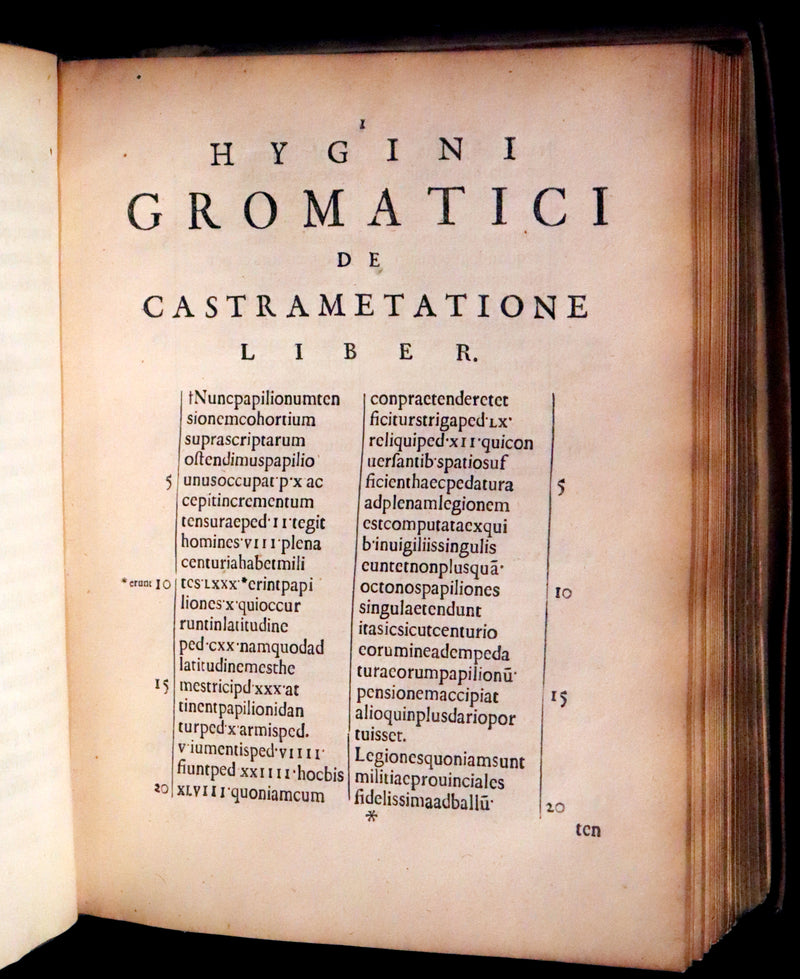 1660 Rare Latin Vellum Book - Hyginus Gromaticus & Polybius Megapolitanus. On the Formation of the Roman Military Camps.
