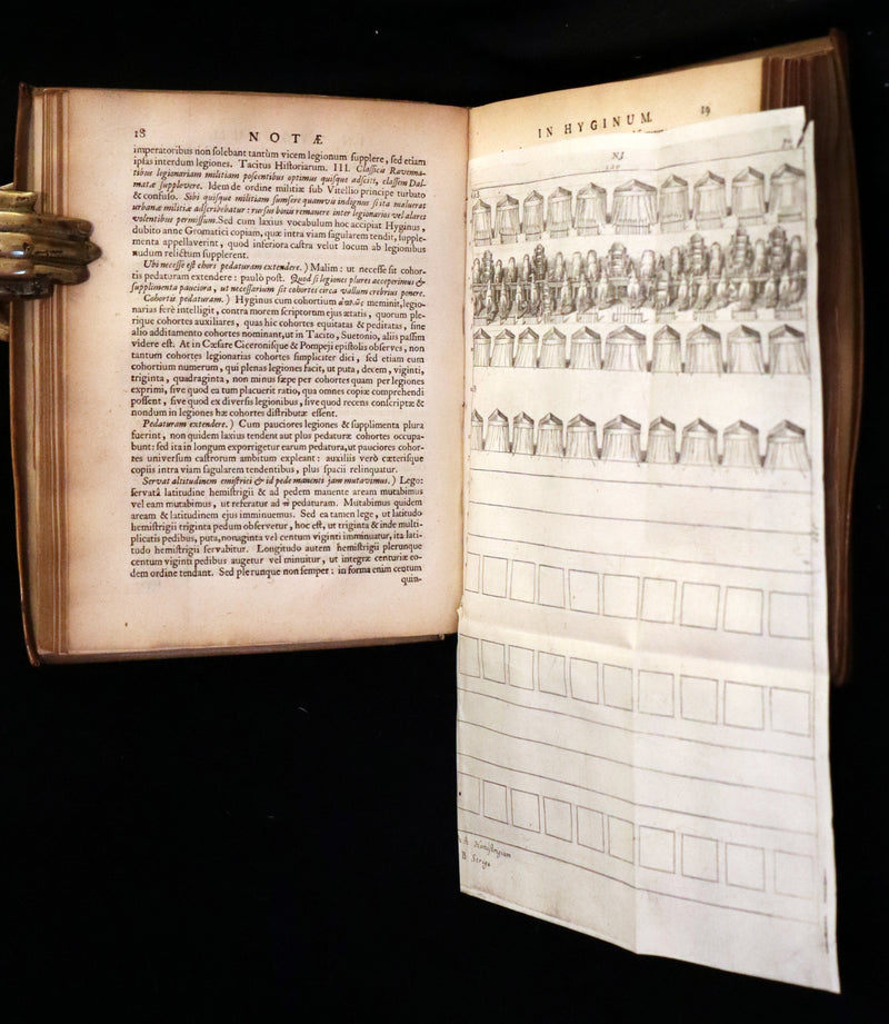 1660 Rare Latin Vellum Book - Hyginus Gromaticus & Polybius Megapolitanus. On the Formation of the Roman Military Camps.