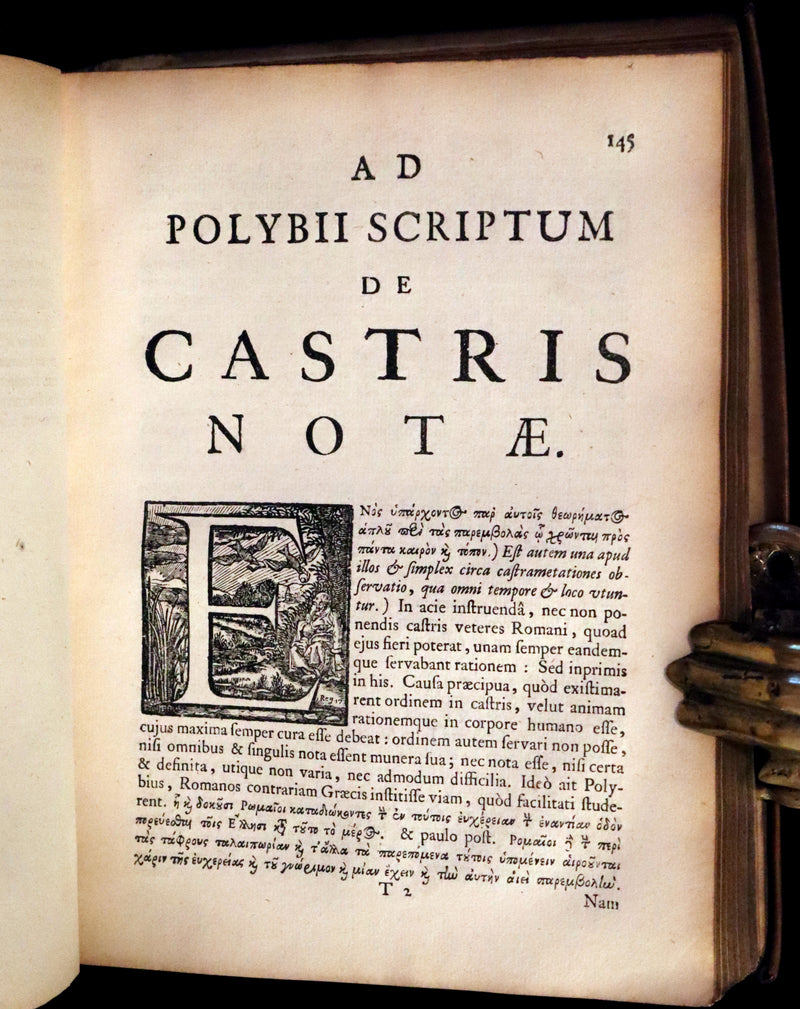 1660 Rare Latin Vellum Book - Hyginus Gromaticus & Polybius Megapolitanus. On the Formation of the Roman Military Camps.