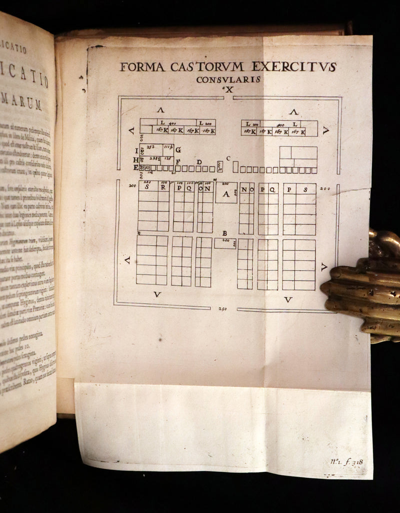 1660 Rare Latin Vellum Book - Hyginus Gromaticus & Polybius Megapolitanus. On the Formation of the Roman Military Camps.