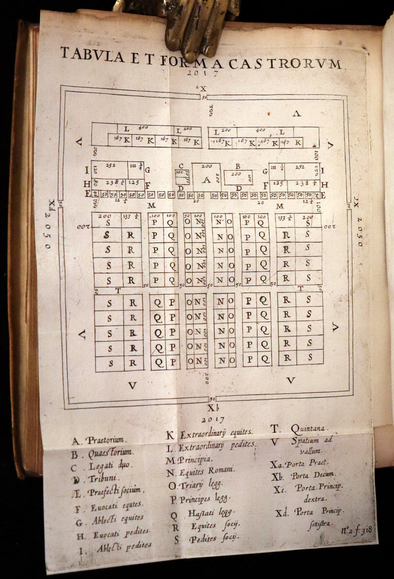 1660 Rare Latin Vellum Book - Hyginus Gromaticus & Polybius Megapolitanus. On the Formation of the Roman Military Camps.