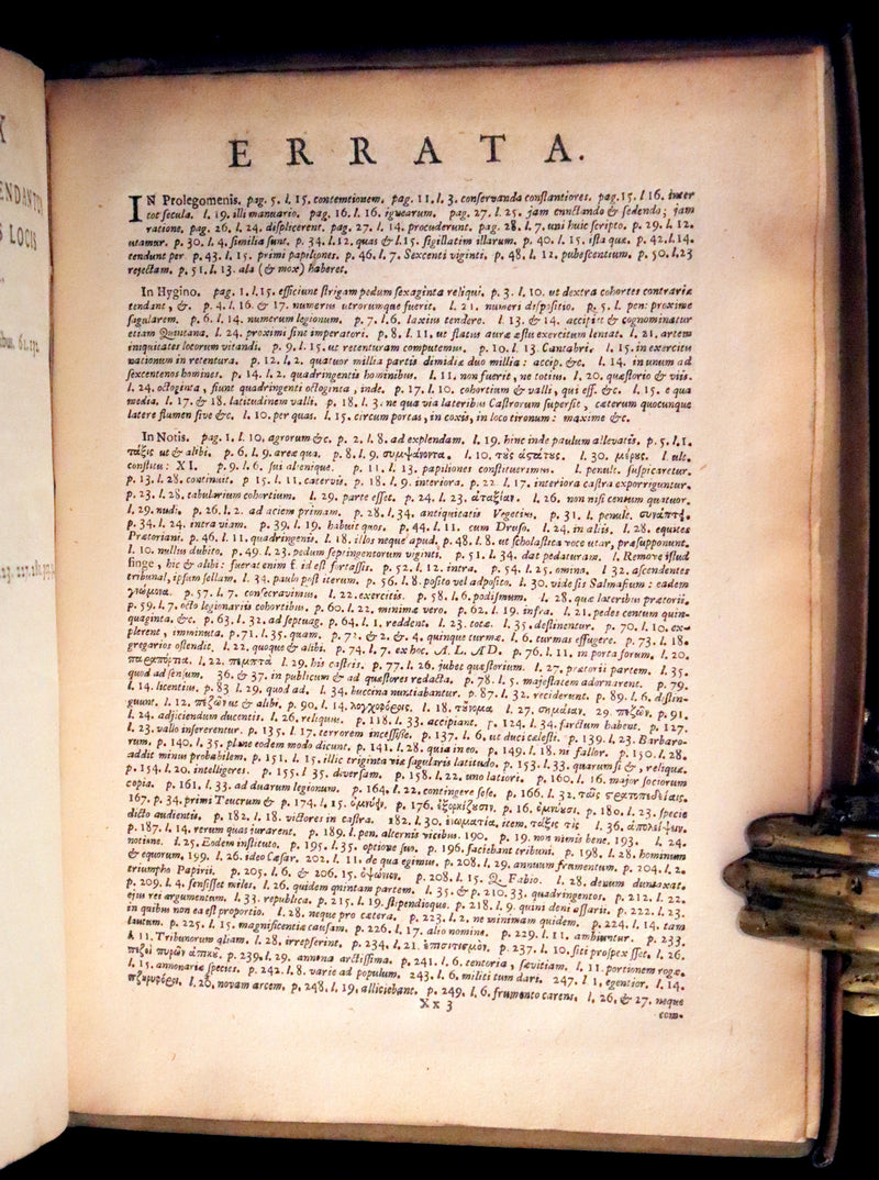 1660 Rare Latin Vellum Book - Hyginus Gromaticus & Polybius Megapolitanus. On the Formation of the Roman Military Camps.