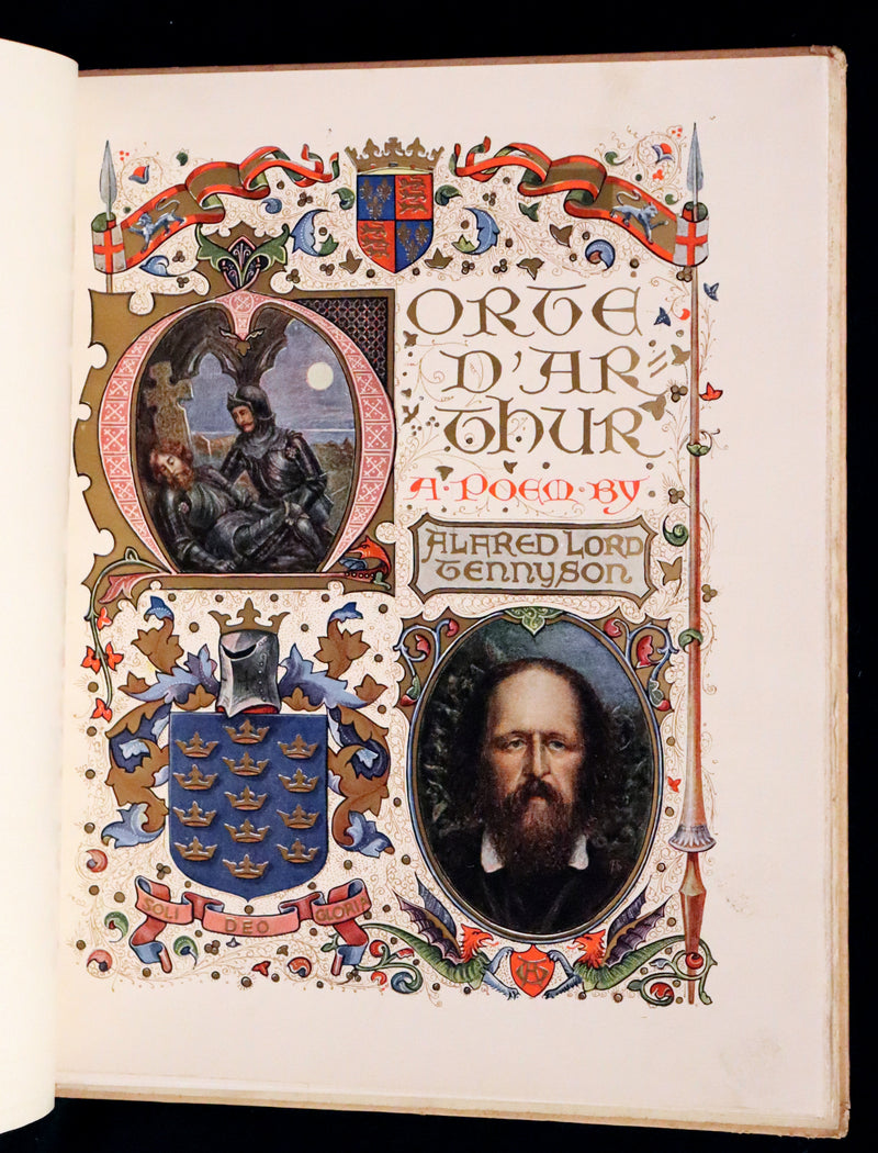 1912 Scarce First Edition - Morte D'Arthur by Tennyson illuminated by Alberto Sangorski.