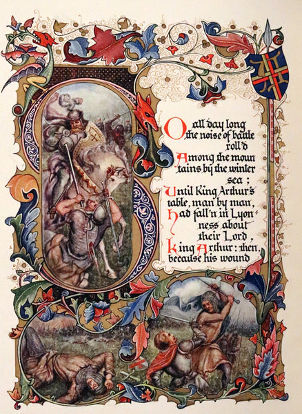 1912 Scarce First Edition - Morte D'Arthur by Tennyson illuminated by Alberto Sangorski.