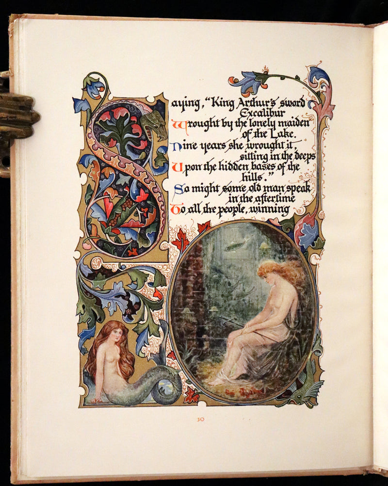 1912 Scarce First Edition - Morte D'Arthur by Tennyson illuminated by Alberto Sangorski.