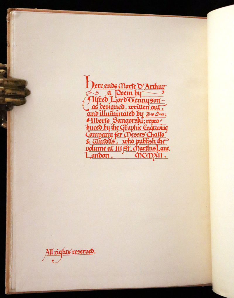 1912 Scarce First Edition - Morte D'Arthur by Tennyson illuminated by Alberto Sangorski.