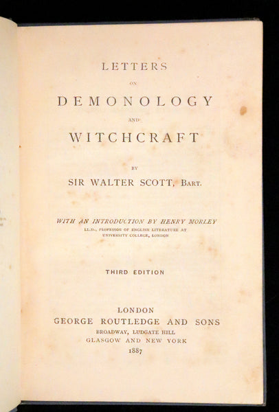 1887 Rare Edition - Demonology & Witchcraft - WITCHES & FAIRIES by Sir Walter Scott.