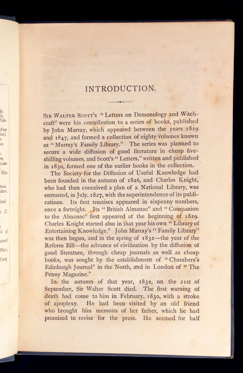 1887 Rare Edition - Demonology & Witchcraft - WITCHES & FAIRIES by Sir Walter Scott.