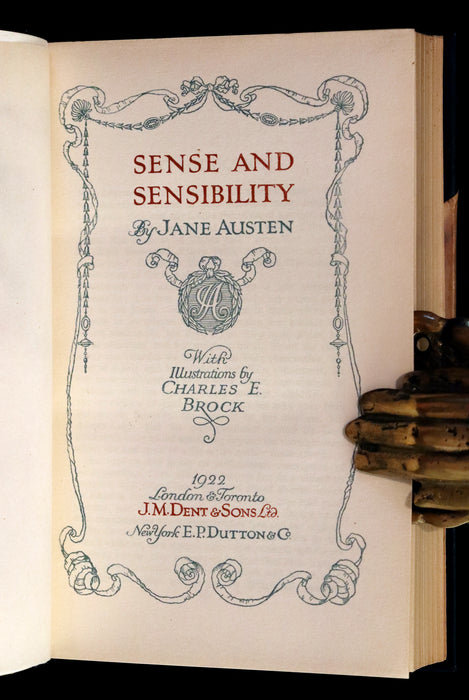 1922 Rare Book - Sense and Sensibility by Jane Austen, illustrated by Charles E. Brock.