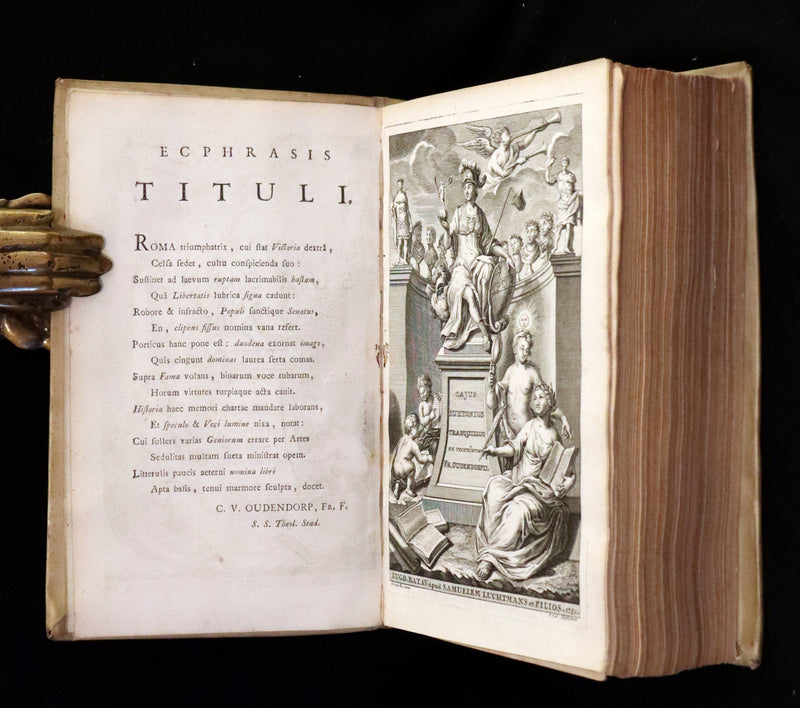 1751 Rare Vellum Latin Book - Lives of the Twelve Caesars by Suetonius. Illustrated.