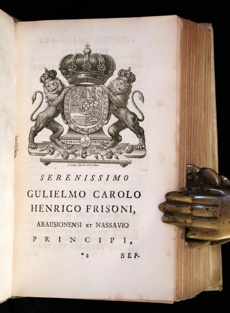 1751 Rare Vellum Latin Book - Lives of the Twelve Caesars by Suetonius. Illustrated.