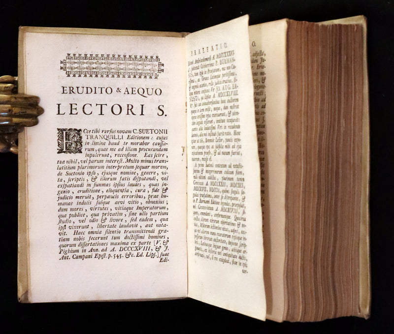 1751 Rare Vellum Latin Book - Lives of the Twelve Caesars by Suetonius. Illustrated.