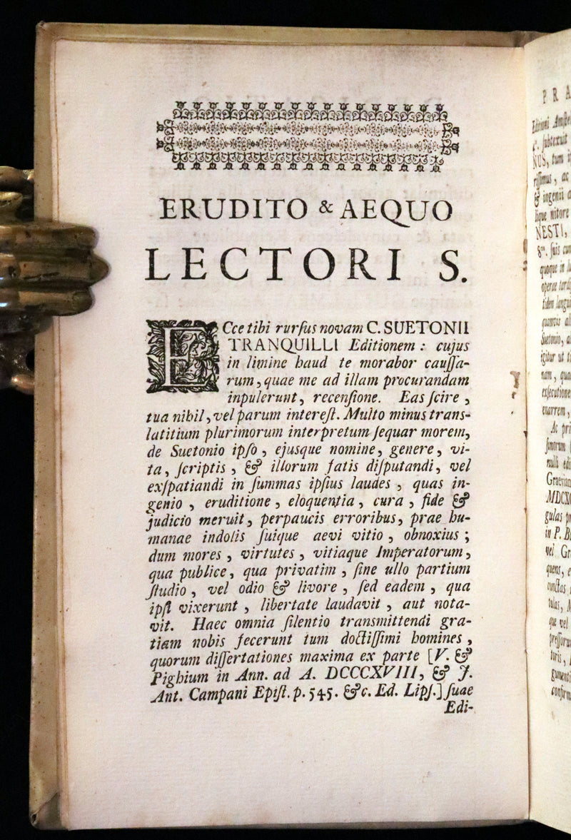 1751 Rare Vellum Latin Book - Lives of the Twelve Caesars by Suetonius. Illustrated.