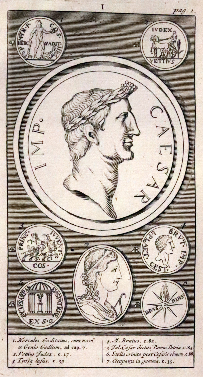 1751 Rare Vellum Latin Book - Lives of the Twelve Caesars by Suetonius. Illustrated.