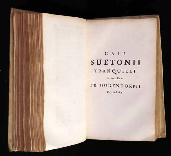 1751 Rare Vellum Latin Book - Lives of the Twelve Caesars by Suetonius. Illustrated.