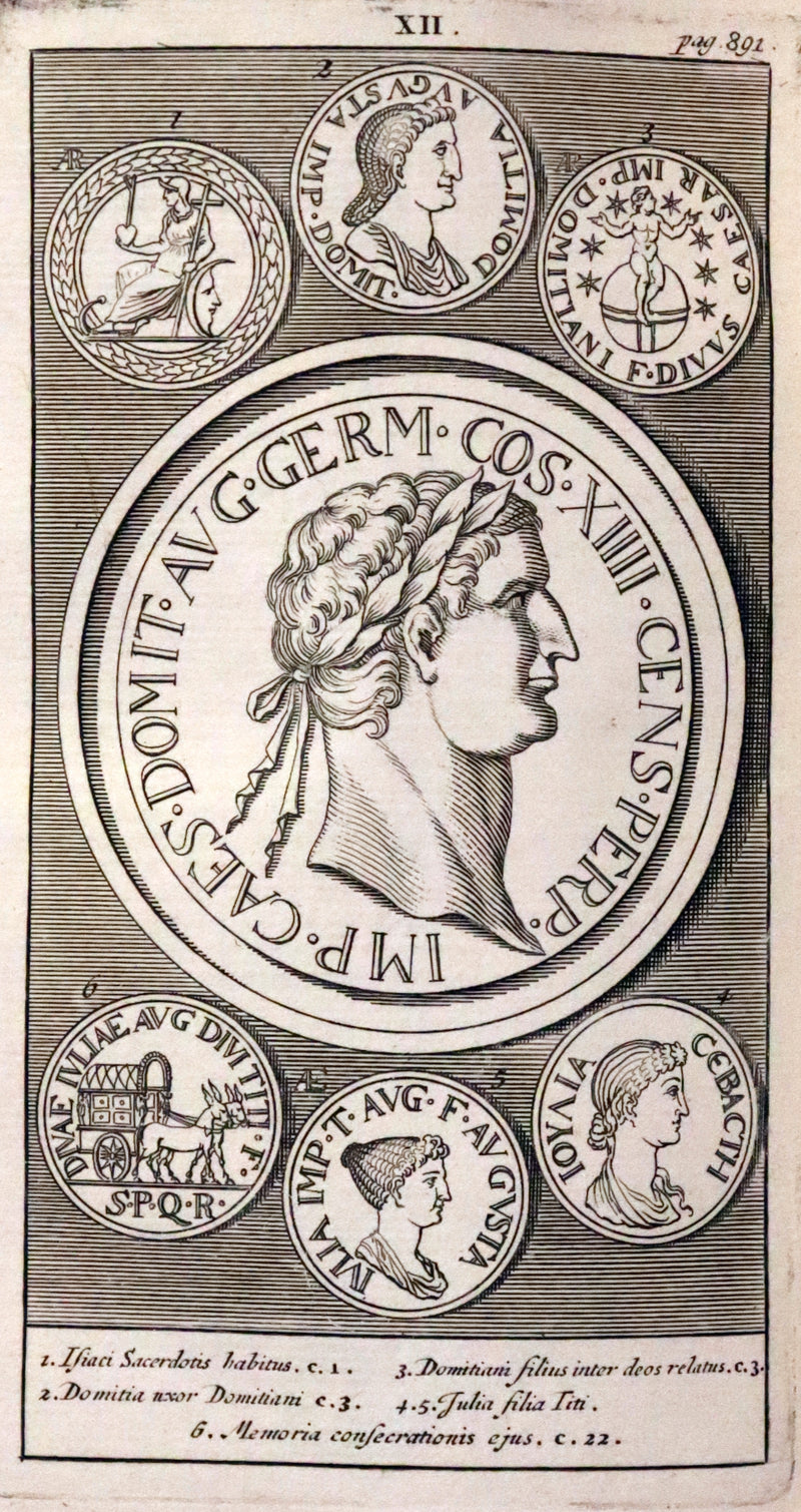 1751 Rare Vellum Latin Book - Lives of the Twelve Caesars by Suetonius. Illustrated.