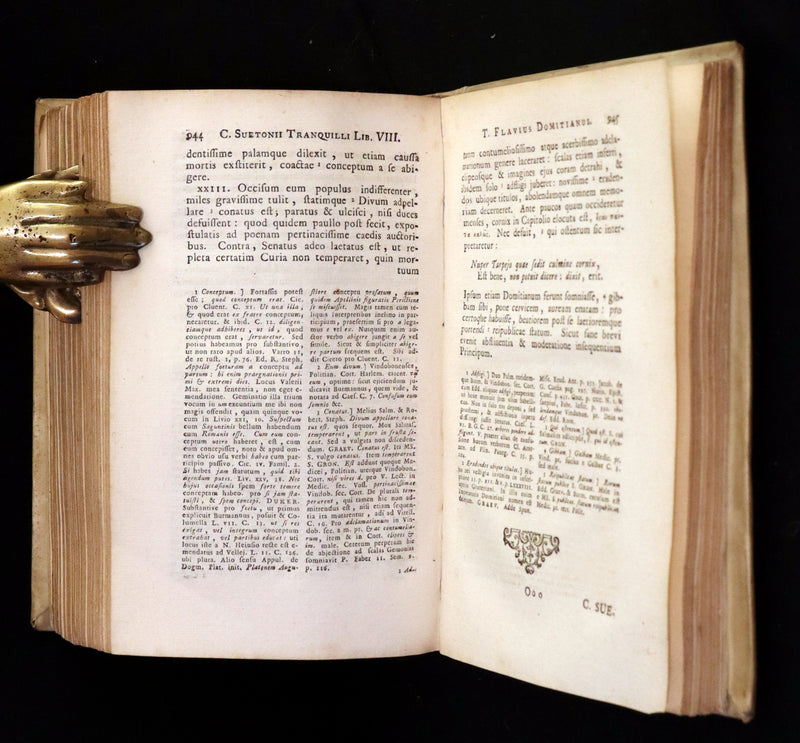 1751 Rare Vellum Latin Book - Lives of the Twelve Caesars by Suetonius. Illustrated.