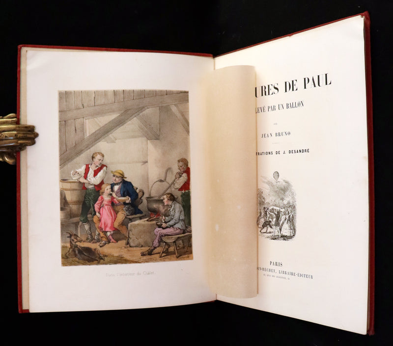 1870 Rare French Ballooning Book - Adventures of Paul Abducted by a Balloon (Aventures de Paul enlevé par un ballon).