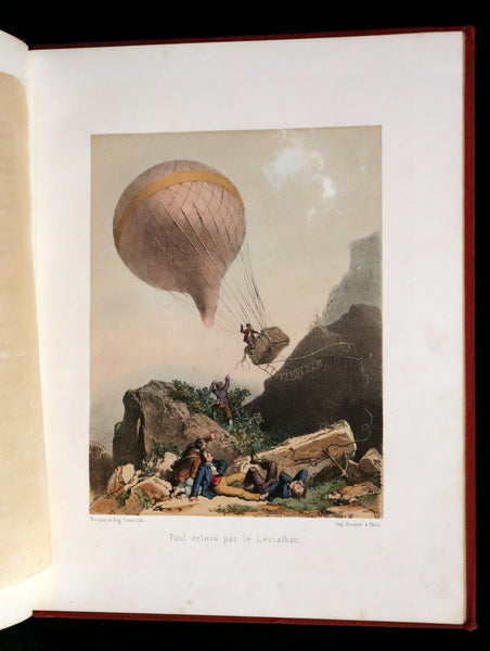 1870 Rare French Ballooning Book - Adventures of Paul Abducted by a Balloon (Aventures de Paul enlevé par un ballon).