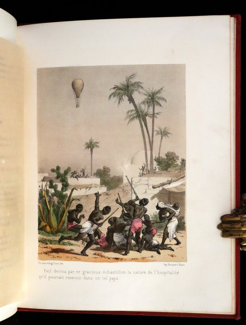 1870 Rare French Ballooning Book - Adventures of Paul Abducted by a Balloon (Aventures de Paul enlevé par un ballon).
