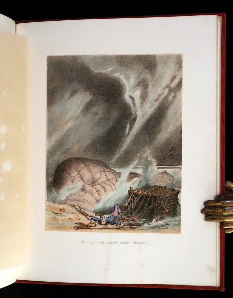 1870 Rare French Ballooning Book - Adventures of Paul Abducted by a Balloon (Aventures de Paul enlevé par un ballon).