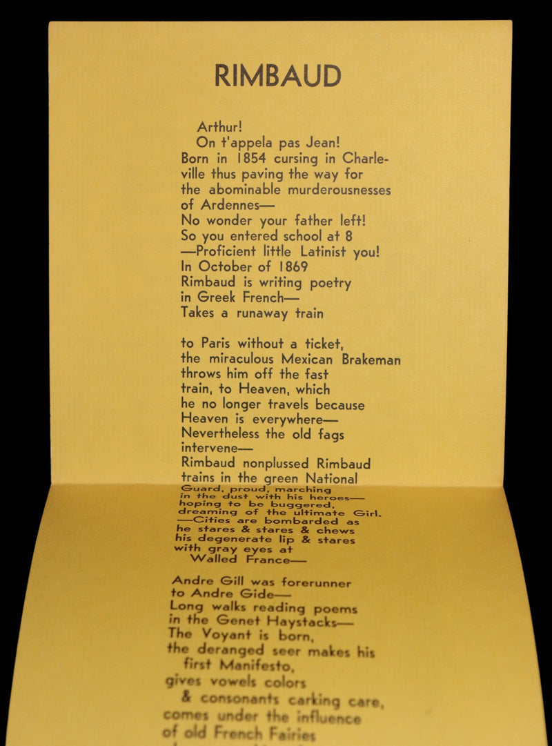 1960 Scarce First edition, First printing - Rimbaud by Beat Generation Novelist Jack Kerouac.