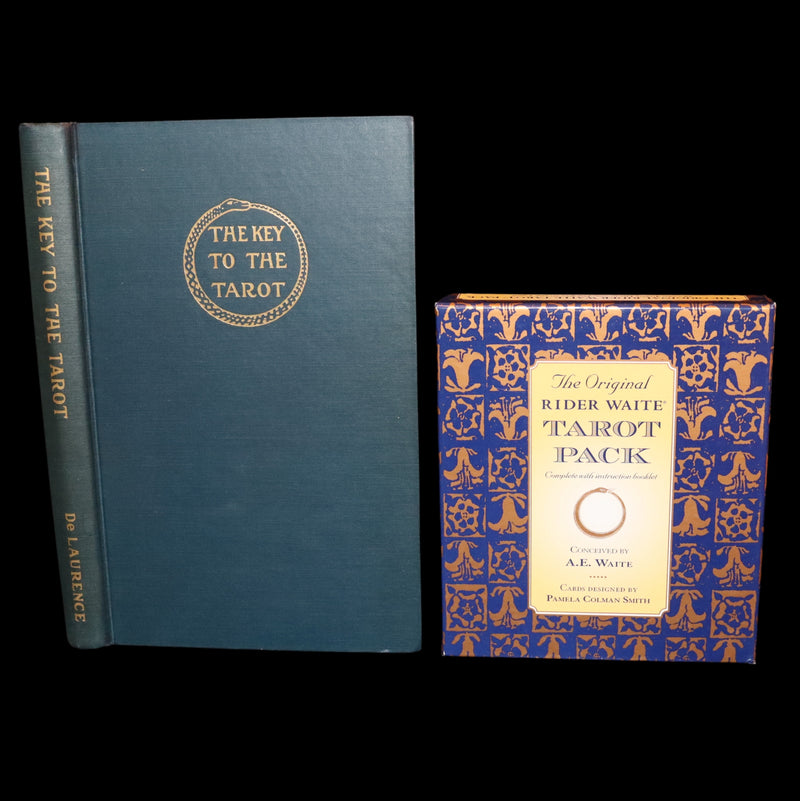 1918 Rare First Edition - The Illustrated KEY to the TAROT, The Veil of Divination by de Laurence + RIDER-WAITE TAROT PACK.