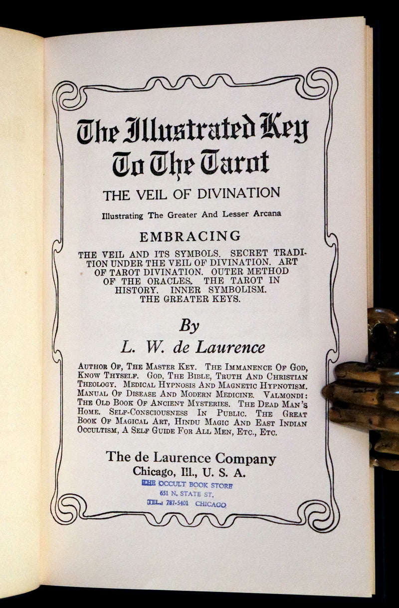1918 Rare First Edition - The Illustrated KEY to the TAROT, The Veil of Divination by de Laurence + RIDER-WAITE TAROT PACK.