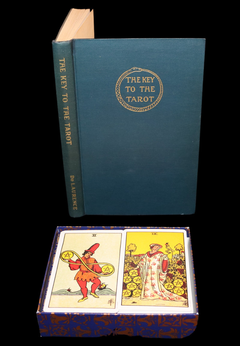 1918 Rare First Edition - The Illustrated KEY to the TAROT, The Veil of Divination by de Laurence + RIDER-WAITE TAROT PACK.