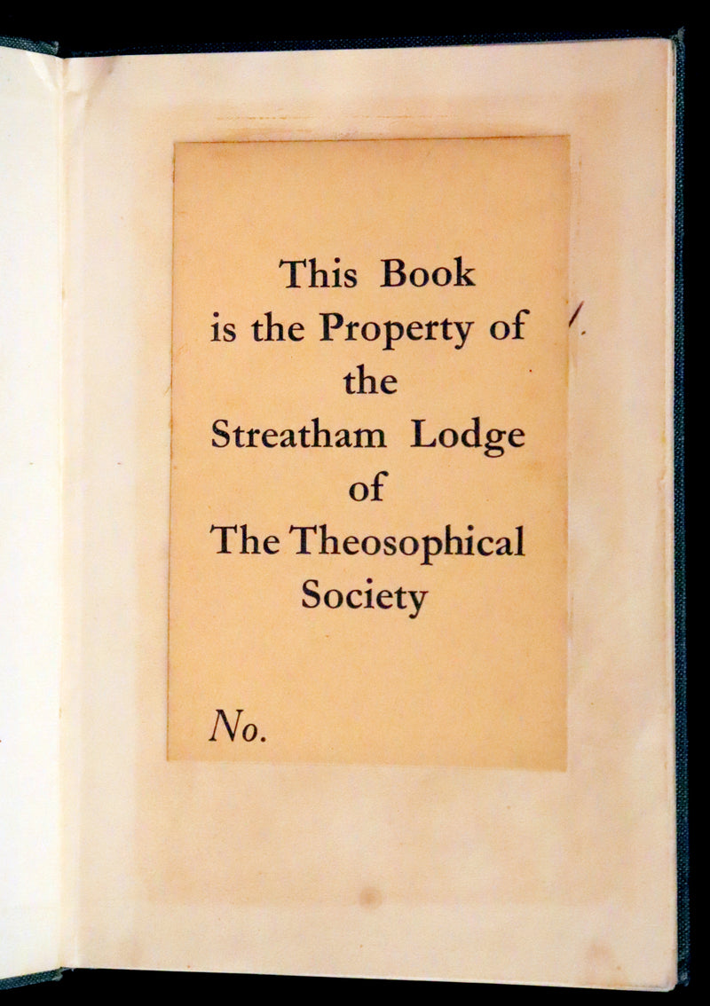 1937 Rare First Edition - Meditations on the Occult Life by Geoffrey Hodson. (Streatham Lodge Copy).