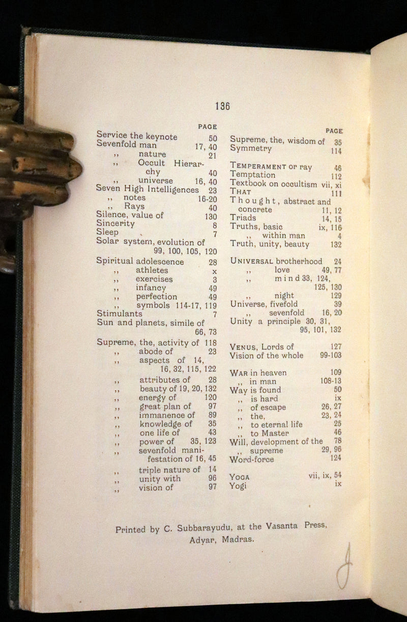 1937 Rare First Edition - Meditations on the Occult Life by Geoffrey Hodson. (Streatham Lodge Copy).