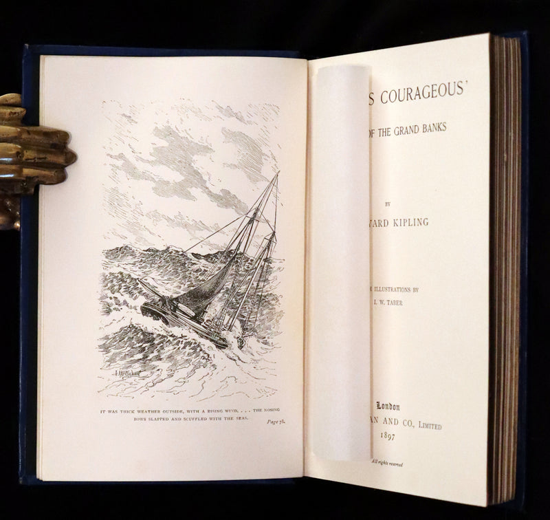 1897 Rare First Edition - CAPTAINS COURAGEOUS. A Story of the Grand Banks by Rudyard Kipling. Illustrated.