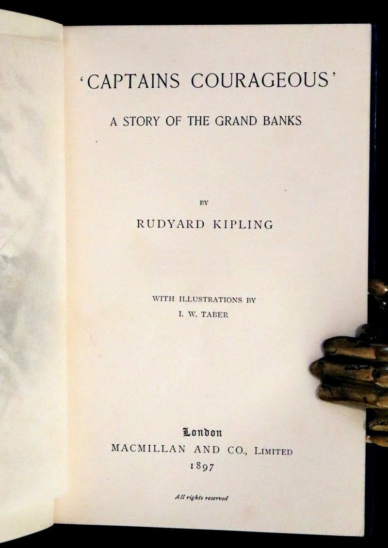 1897 Rare First Edition - CAPTAINS COURAGEOUS. A Story of the Grand Banks by Rudyard Kipling. Illustrated.