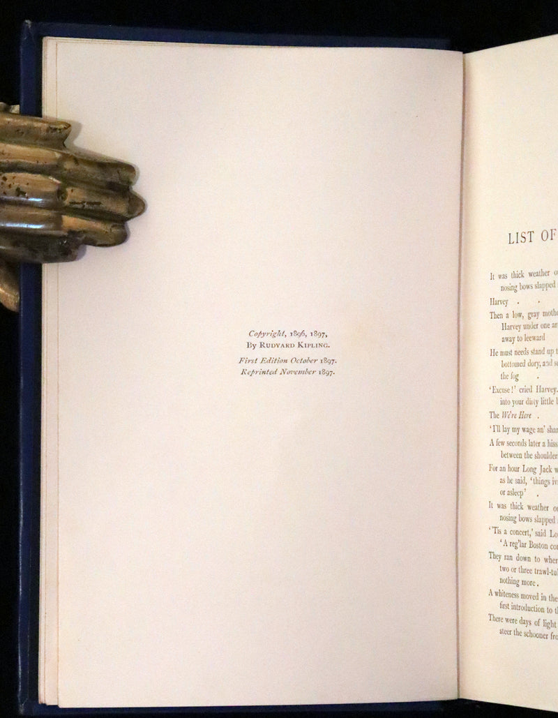 1897 Rare First Edition - CAPTAINS COURAGEOUS. A Story of the Grand Banks by Rudyard Kipling. Illustrated.