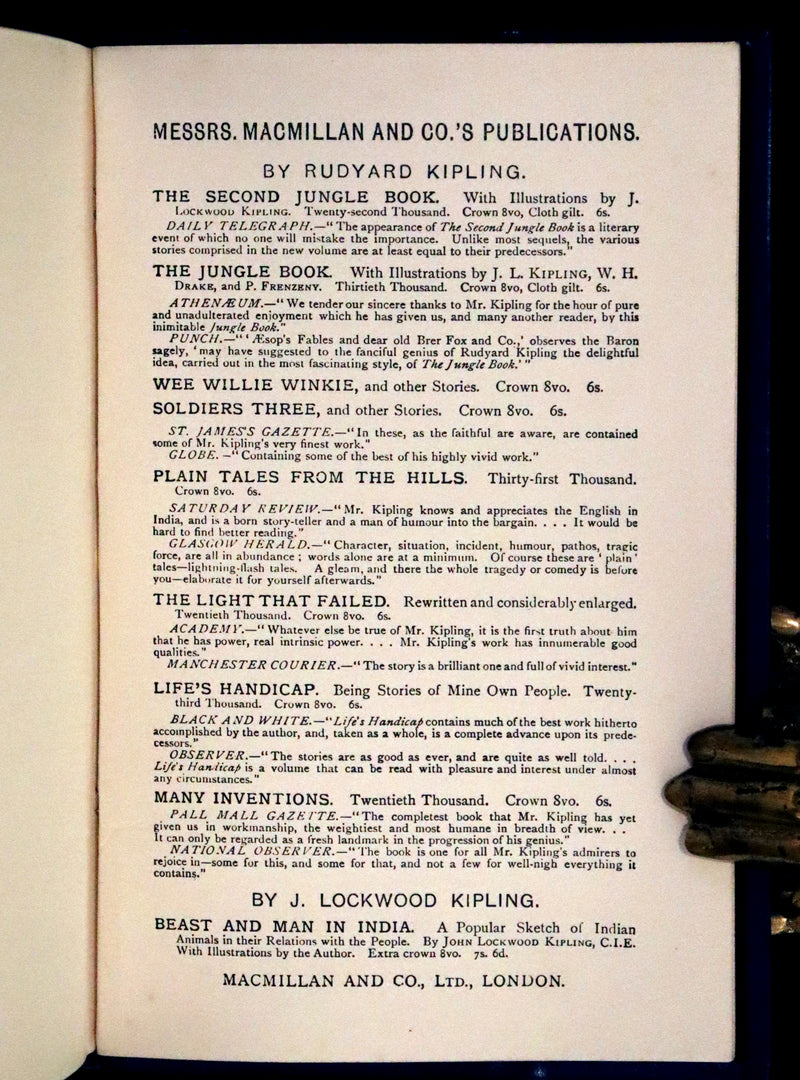 1897 Rare First Edition - CAPTAINS COURAGEOUS. A Story of the Grand Banks by Rudyard Kipling. Illustrated.