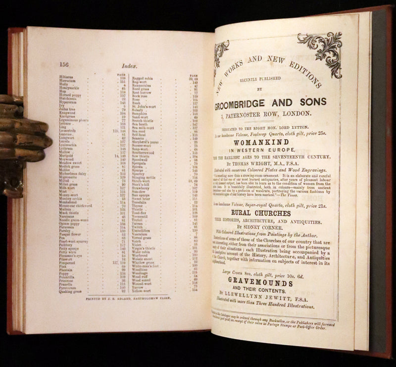 1870 Scarce First Edition - FIELD FLOWERS, A handy-book for the rambling by the famous botanist James Shirley Hibberd.