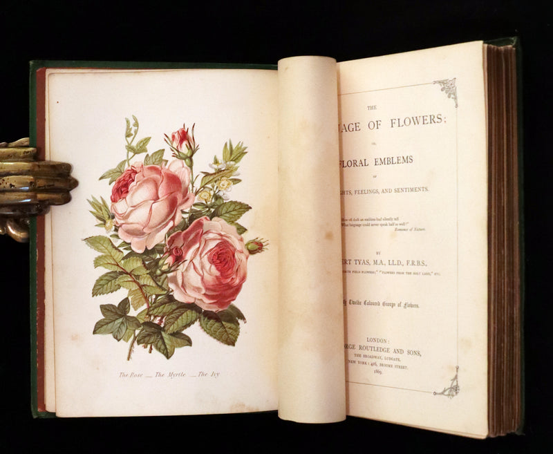 1869 Scarce Floriography 1stED - The Language of Flowers or Floral Emblems by Robert Tyas. Color Illustrated.