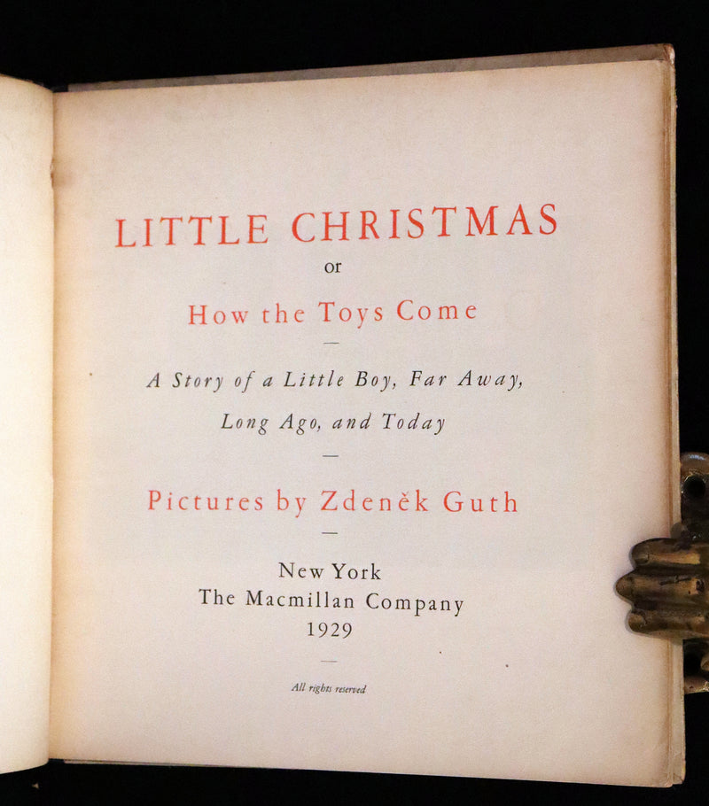 1929 Rare First Edition - Little Christmas or How the Toys Come Illustrated by Zdenek Guth.