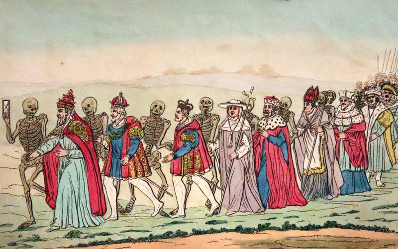 1816 Scarce Book -The Dance of Death, Danse Macabre by Hans Holbein, Color illustrated.