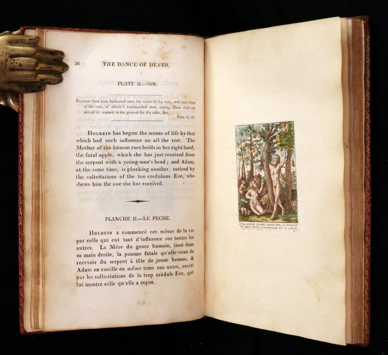 1816 Scarce Book -The Dance of Death, Danse Macabre by Hans Holbein, Color illustrated.