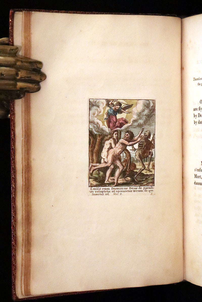 1816 Scarce Book -The Dance of Death, Danse Macabre by Hans Holbein, Color illustrated.