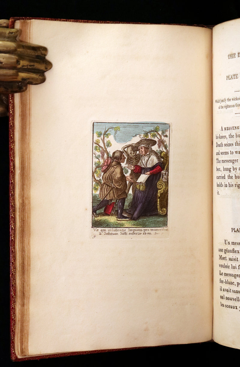 1816 Scarce Book -The Dance of Death, Danse Macabre by Hans Holbein, Color illustrated.