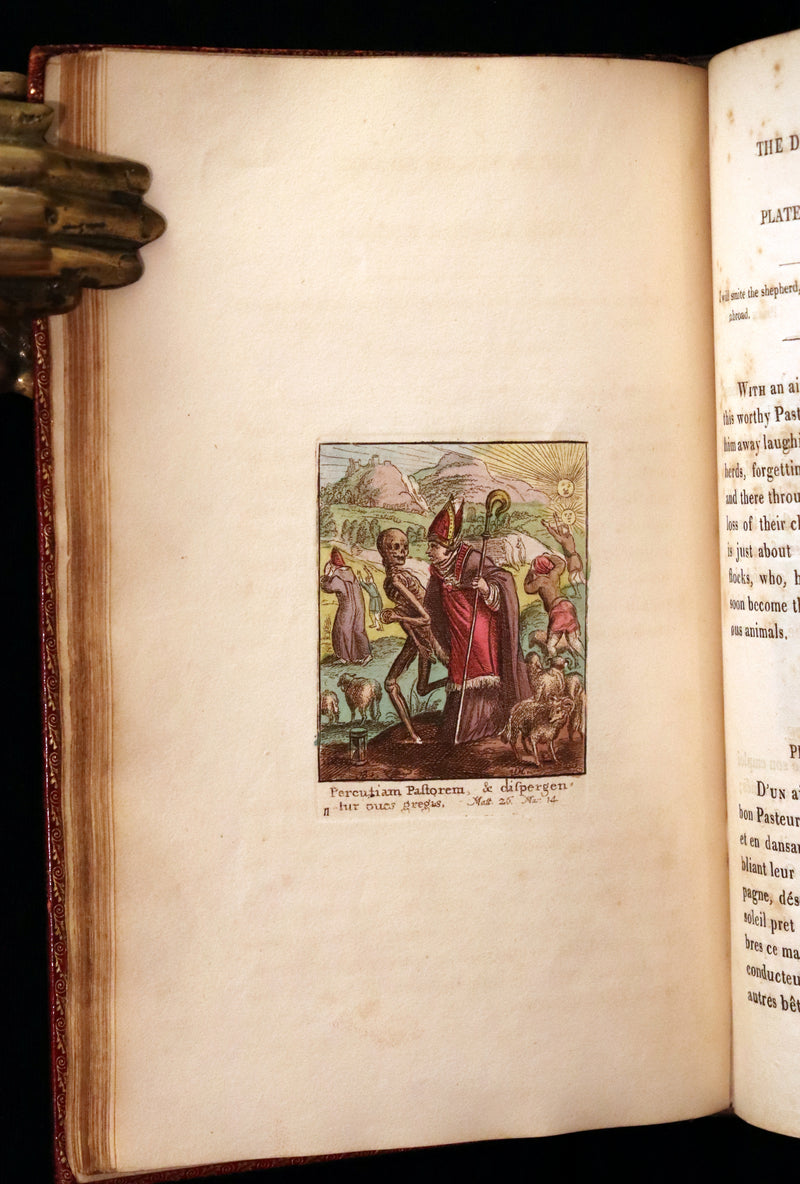 1816 Scarce Book -The Dance of Death, Danse Macabre by Hans Holbein, Color illustrated.