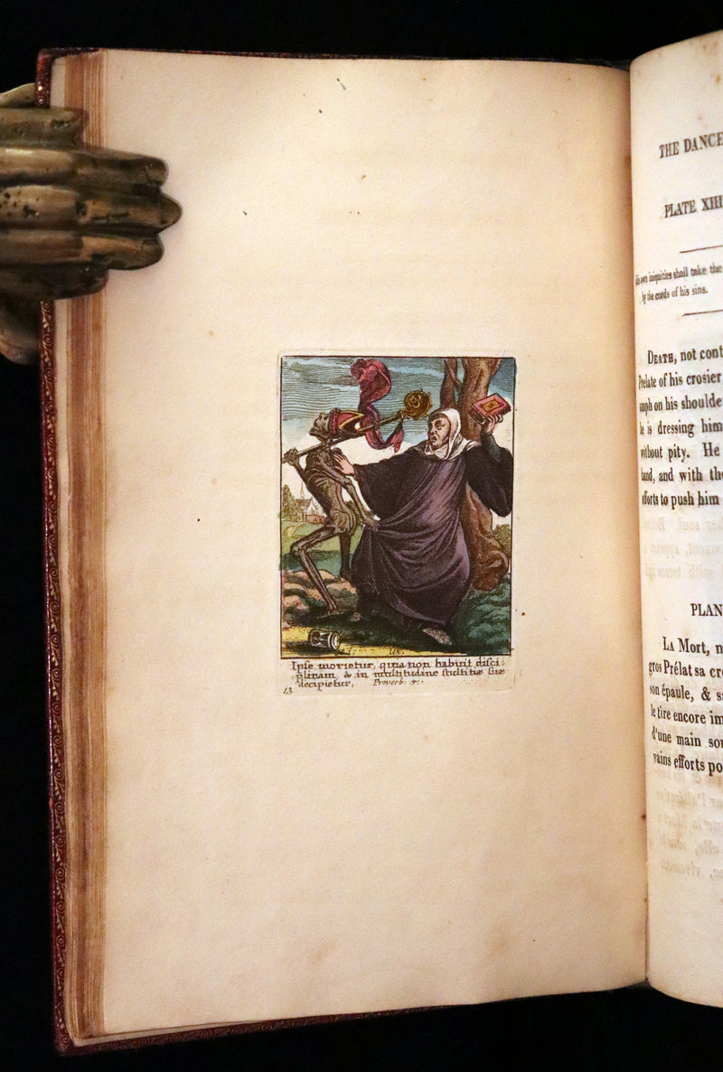 1816 Scarce Book -The Dance of Death, Danse Macabre by Hans Holbein, Color illustrated.