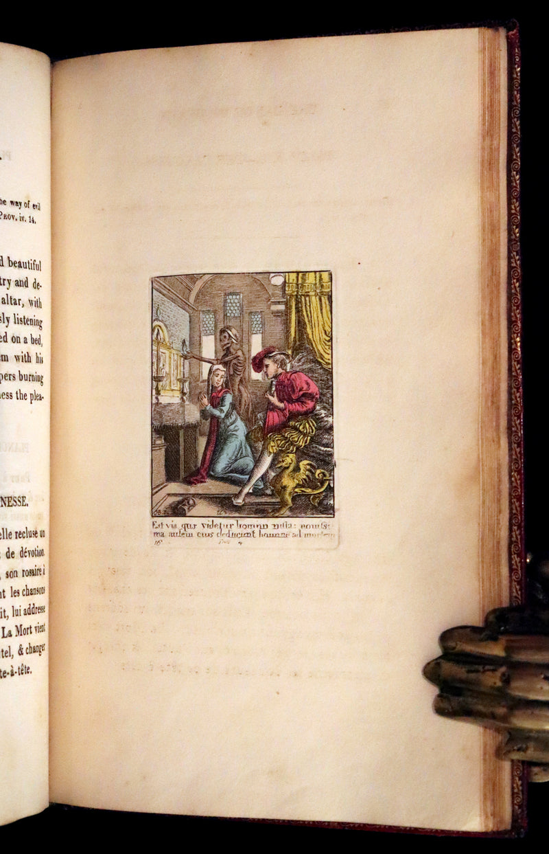 1816 Scarce Book -The Dance of Death, Danse Macabre by Hans Holbein, Color illustrated.