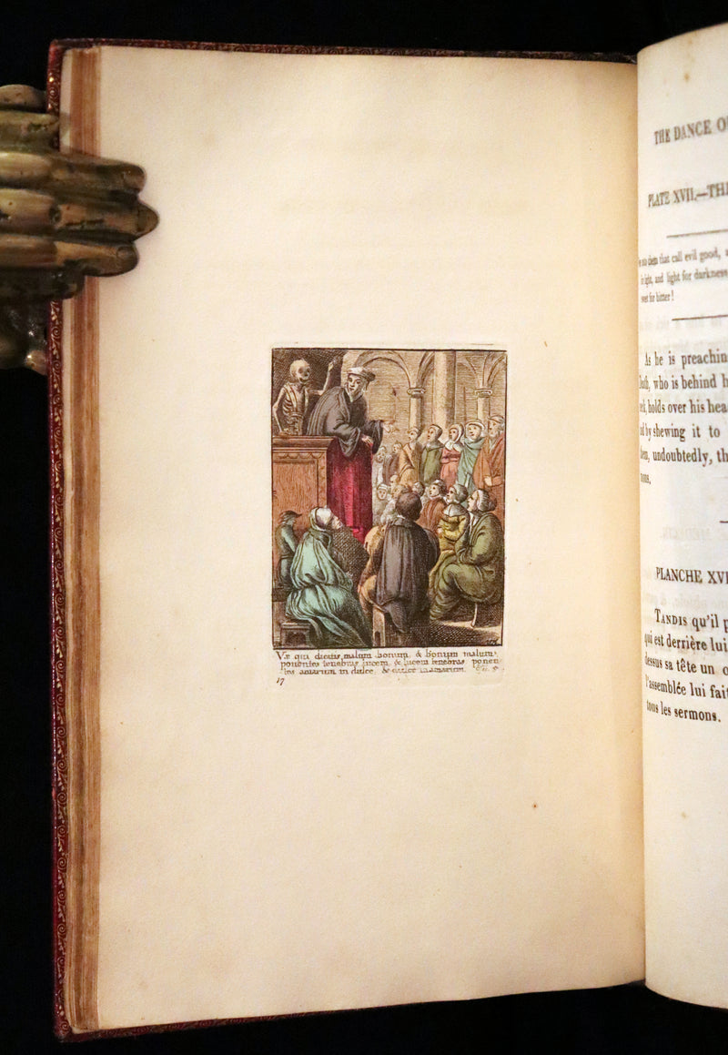 1816 Scarce Book -The Dance of Death, Danse Macabre by Hans Holbein, Color illustrated.
