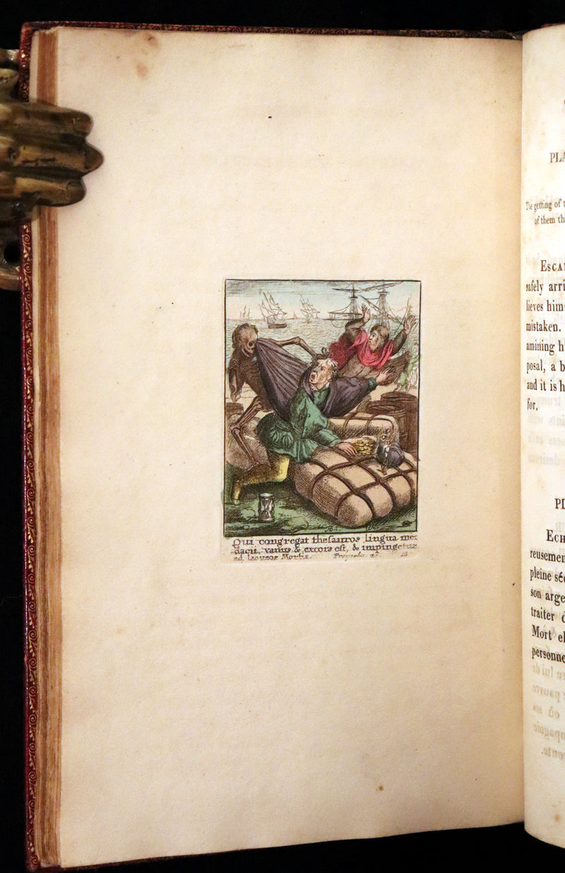 1816 Scarce Book -The Dance of Death, Danse Macabre by Hans Holbein, Color illustrated.